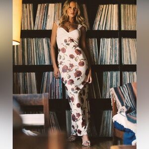 Floral Maxi Dress with Red Roses